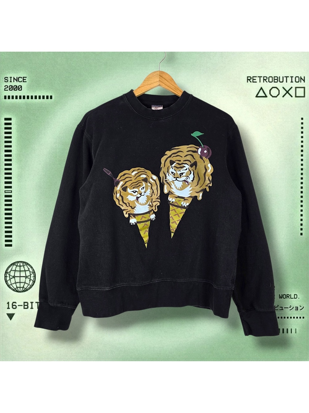 Vintage Icecream Billionaire Boys Club Tiger Crewneck Sweatshirt Black Size L